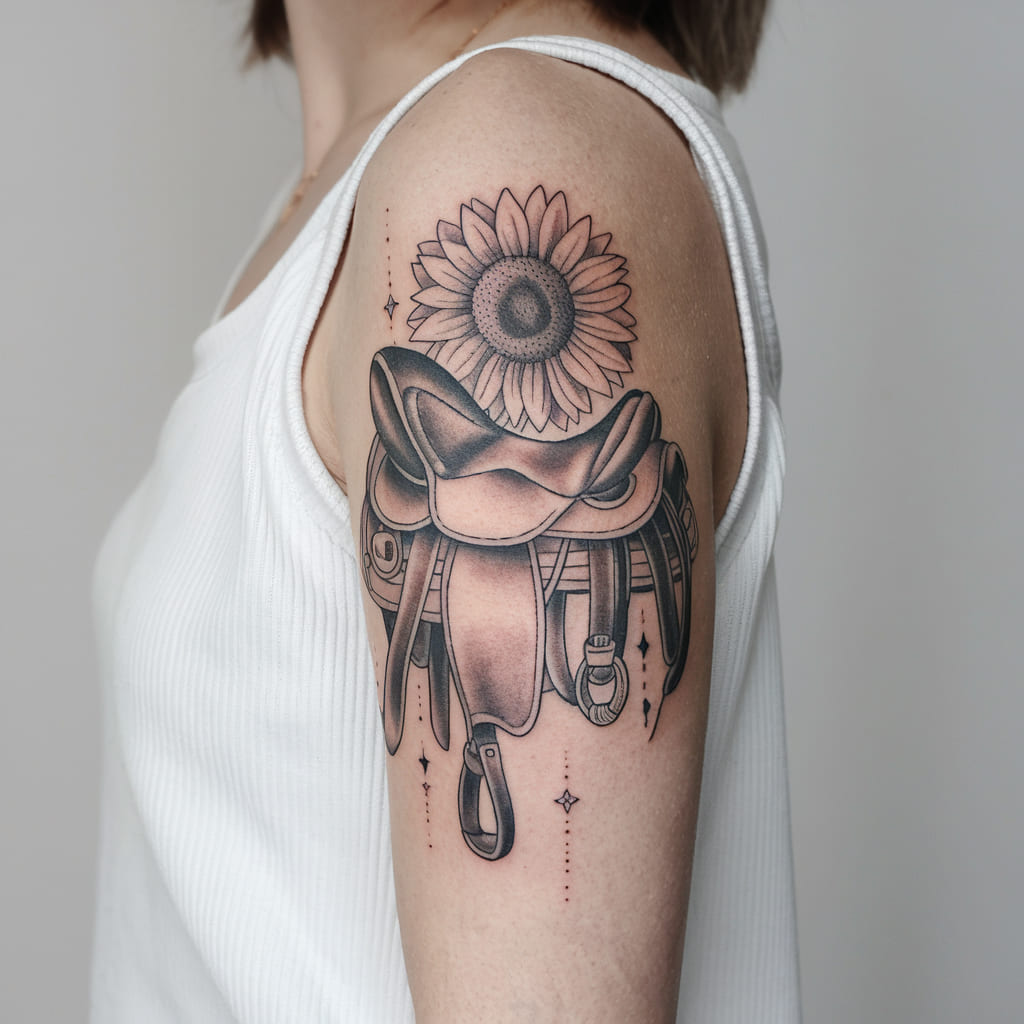 Saddle and Sunflowers