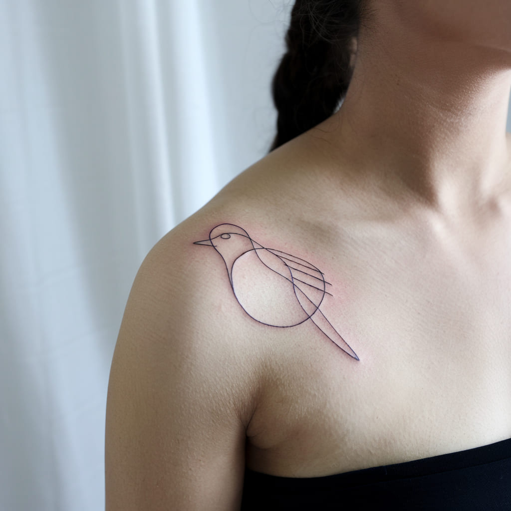 Simplistic Line Bird Tattoo