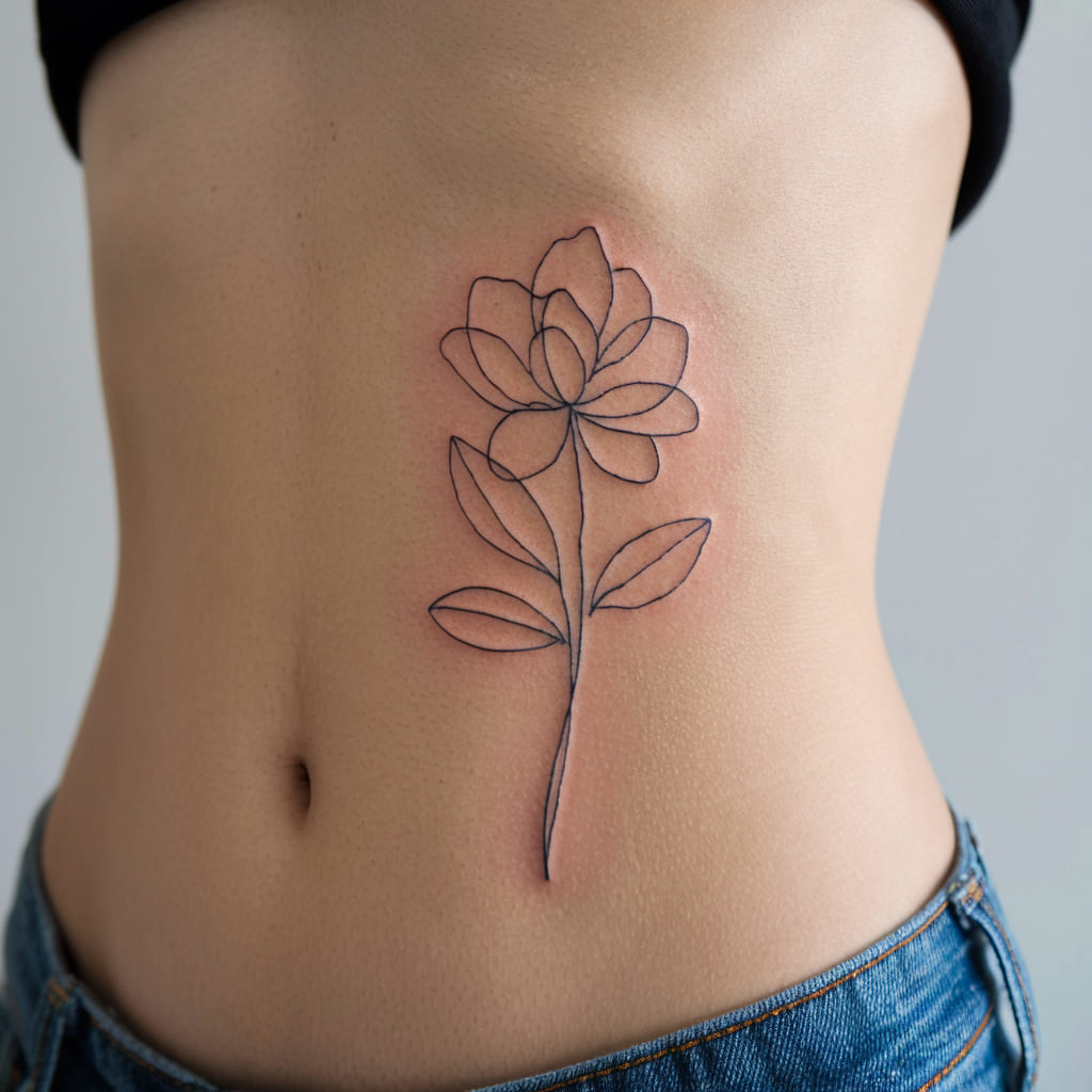 Single Line Flower Tattoo