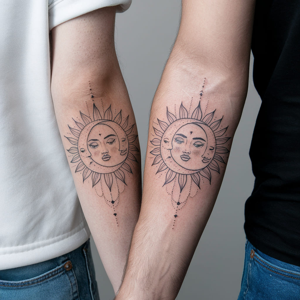 Sun and Moon Tattoos For Couple