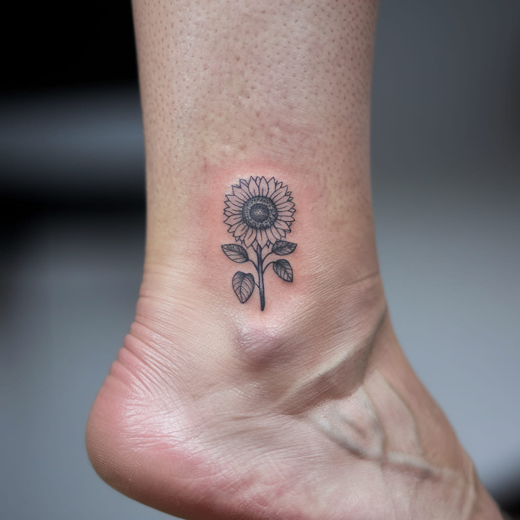 Sunflower with Leaves on the Ankle