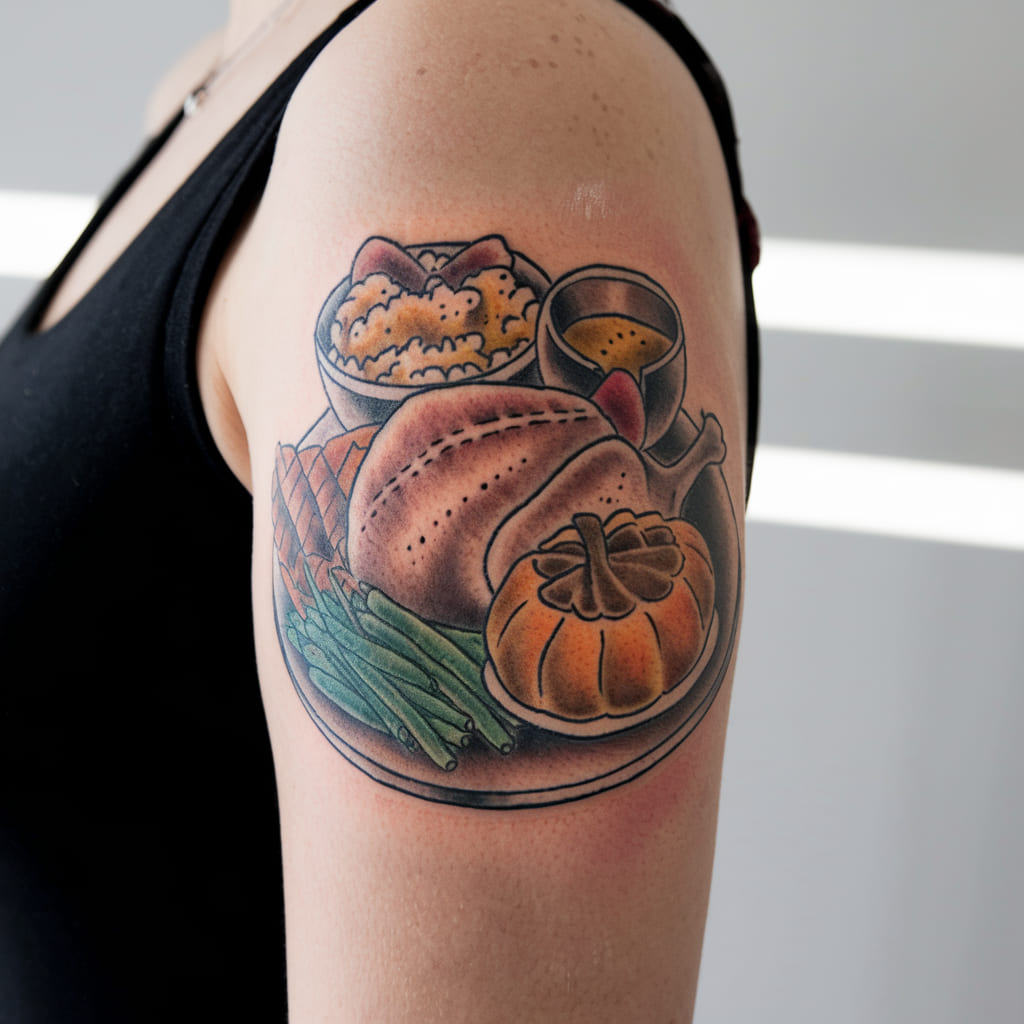 Thanksgiving Dinner Plate Tattoo