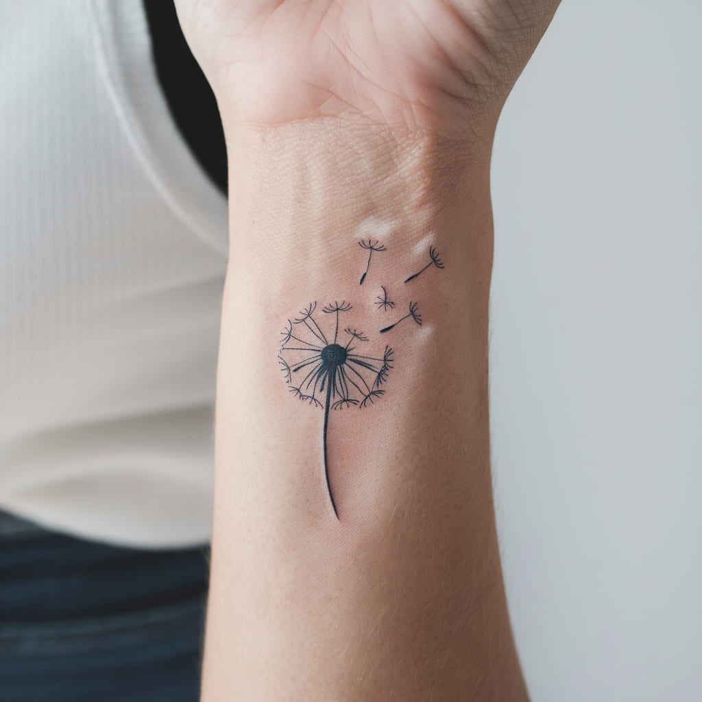 Tiny Dandelion Tattoo