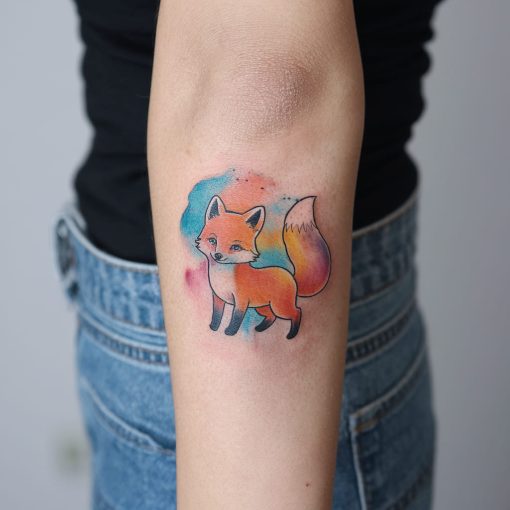 Tiny Fox with Watercolor Tail