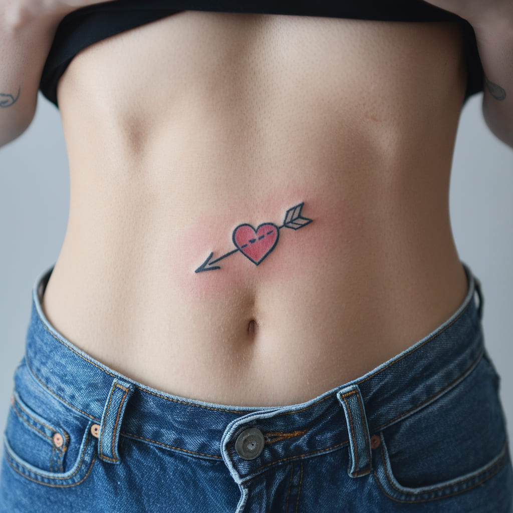 Tiny Heart with Arrow Tattoo