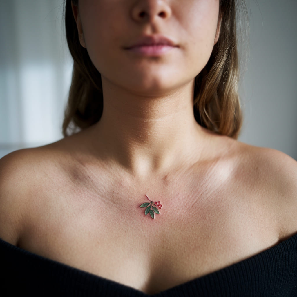 Tiny Mistletoe on the Collarbone