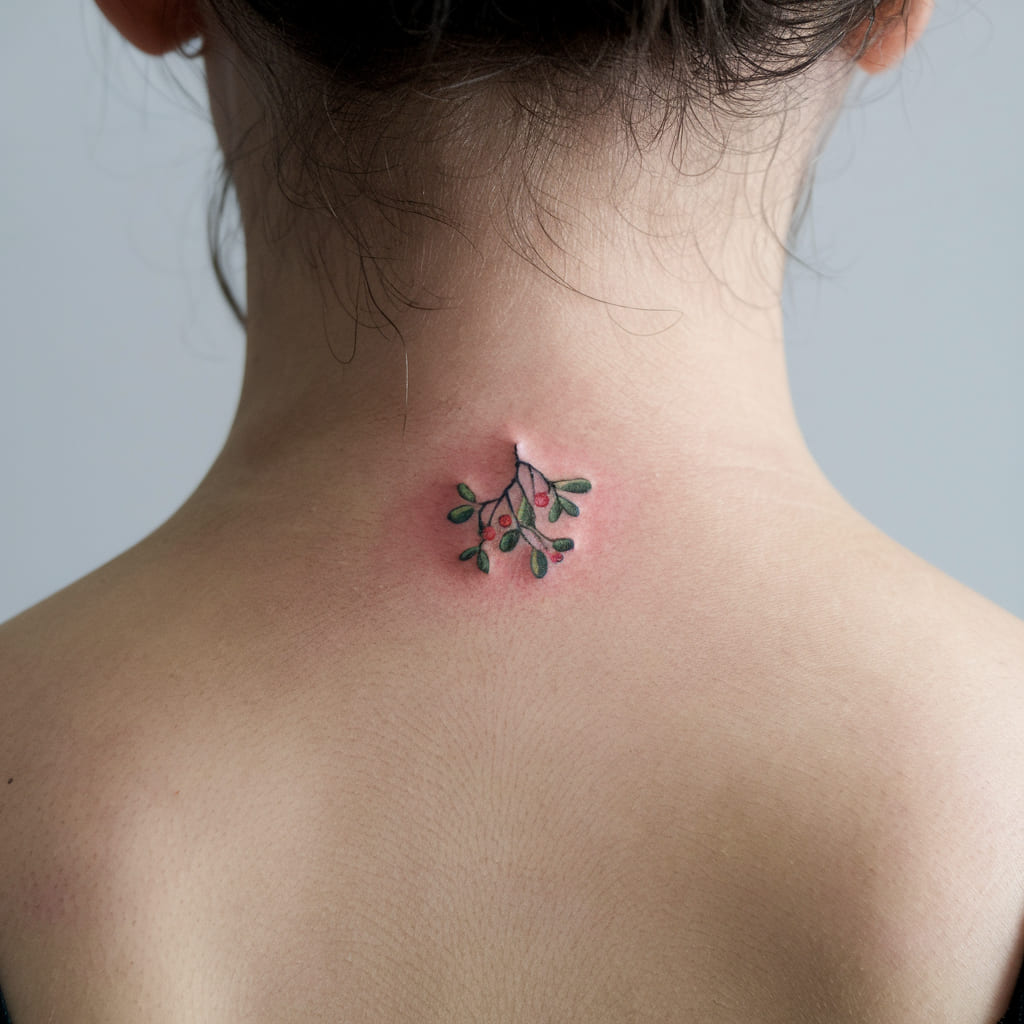 Tiny Mistletoe on the Nape of the Neck