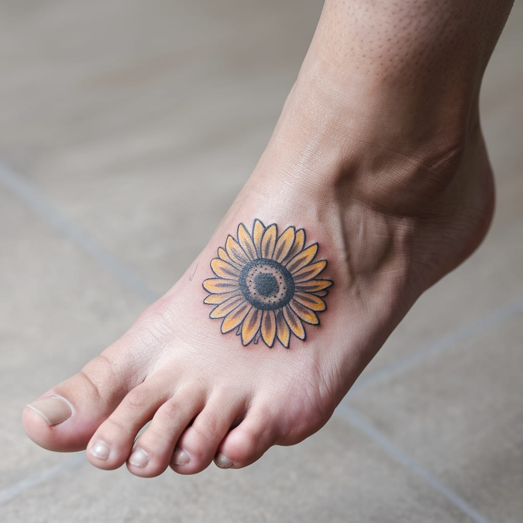 Tiny Sunflower on the Foot