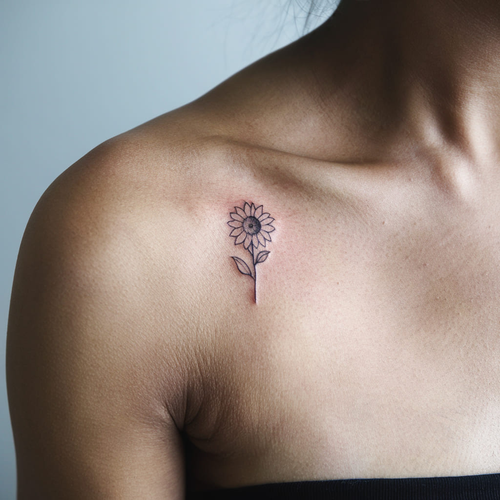 Tiny Sunflower on the Shoulder Blade