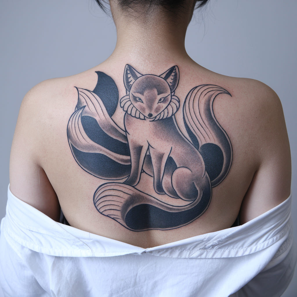 Traditional Japanese Nine-Tailed Fox