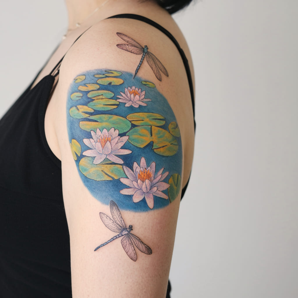 Water Lilies with Dragonflies