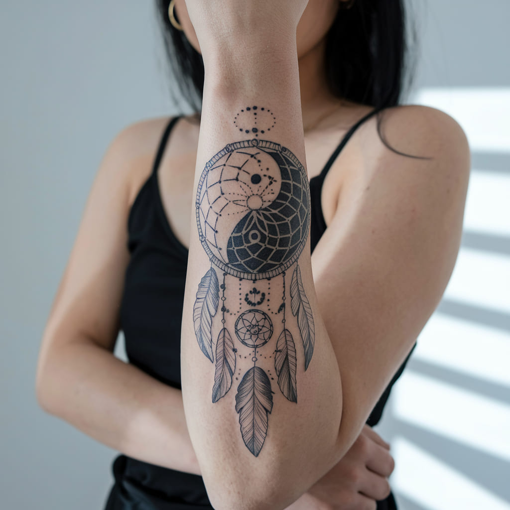 Yin Yang Dreamcatcher Tattoo