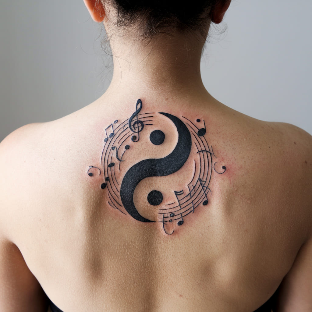 Yin Yang Music and Silence Tattoo